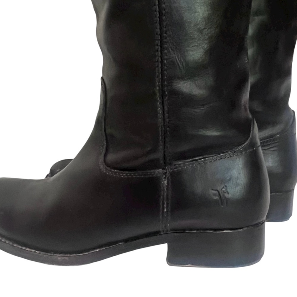 Frye Melissa Button Tall Black Leather Riding Boots Classic Fall Staple - Picture 11 of 16